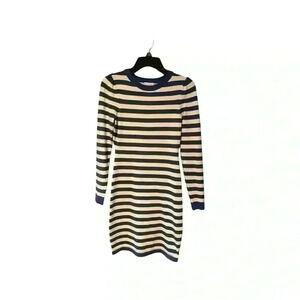 Milly Blue and White Striped Long Sleeved Sweater Dress Size Small